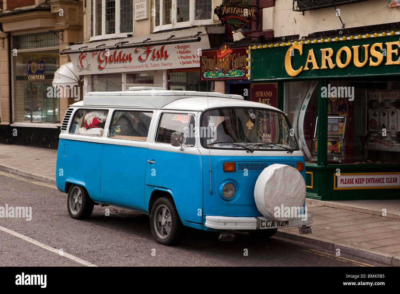 UK, England, Devon, Brixham Harbour, Volkswagen Camper Van parked