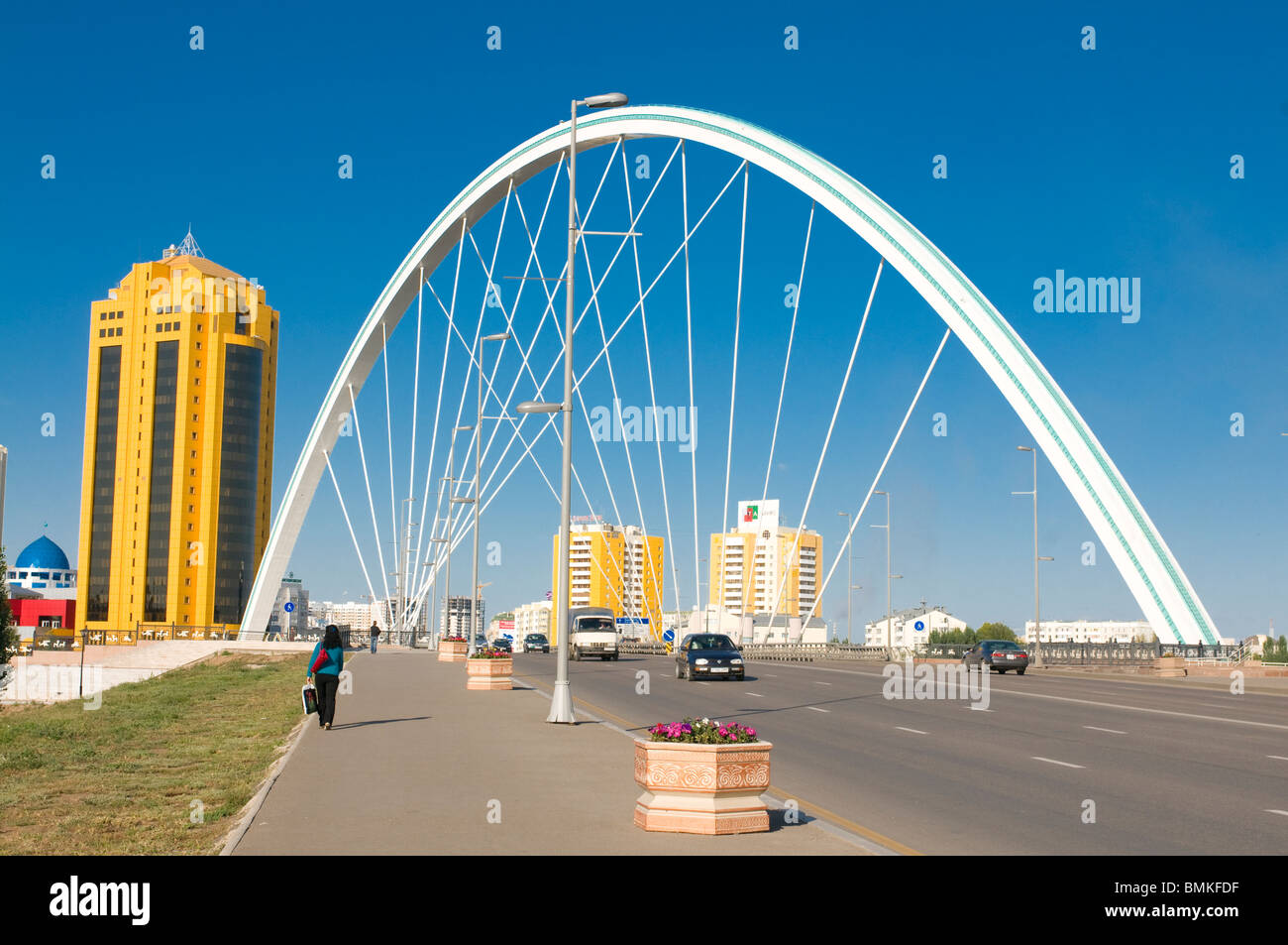 Modern bridge, Astana, Kazakhstan Stock Photo