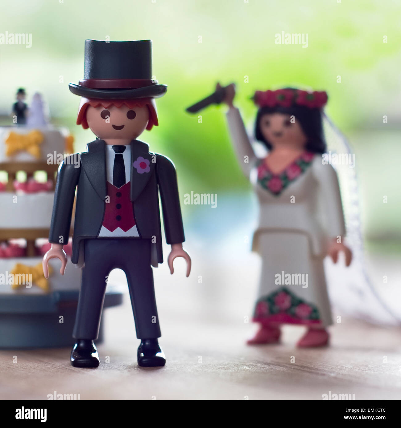 Playmobil Wedding with cake and knife Stock Photo - Alamy