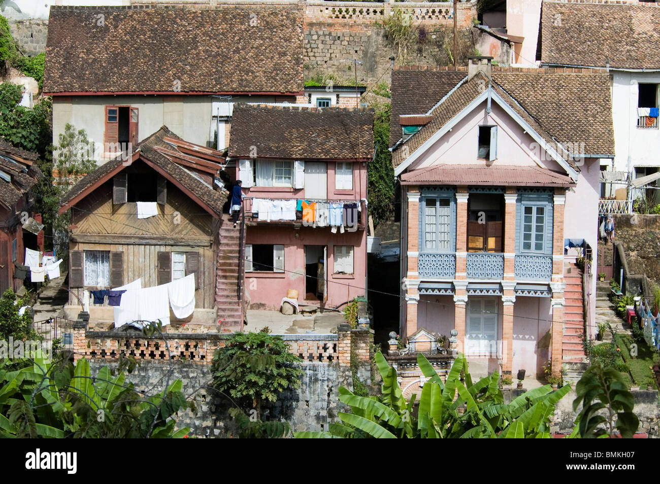 Madagascar, Antananarivo. Houses in HauteVille, Antananarivo Stock