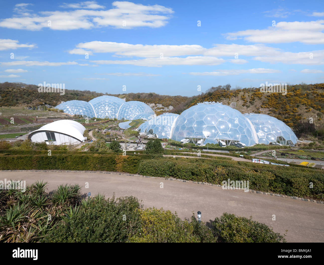 View over the Biomes at the Eden Project Cornwall Stock Photo