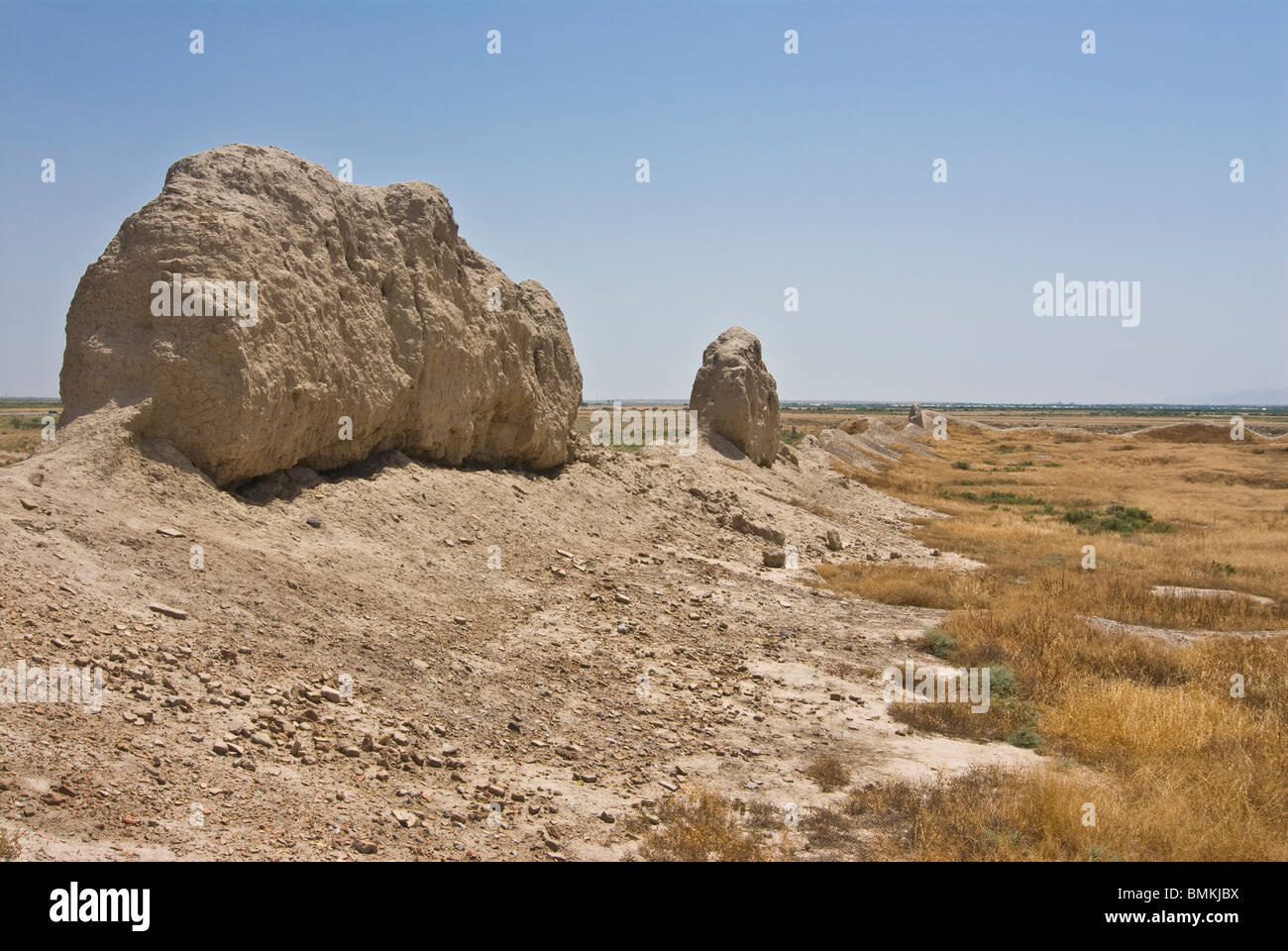 Destroyed sandstone walls around the city of Merv, Turkmenistan Stock ...