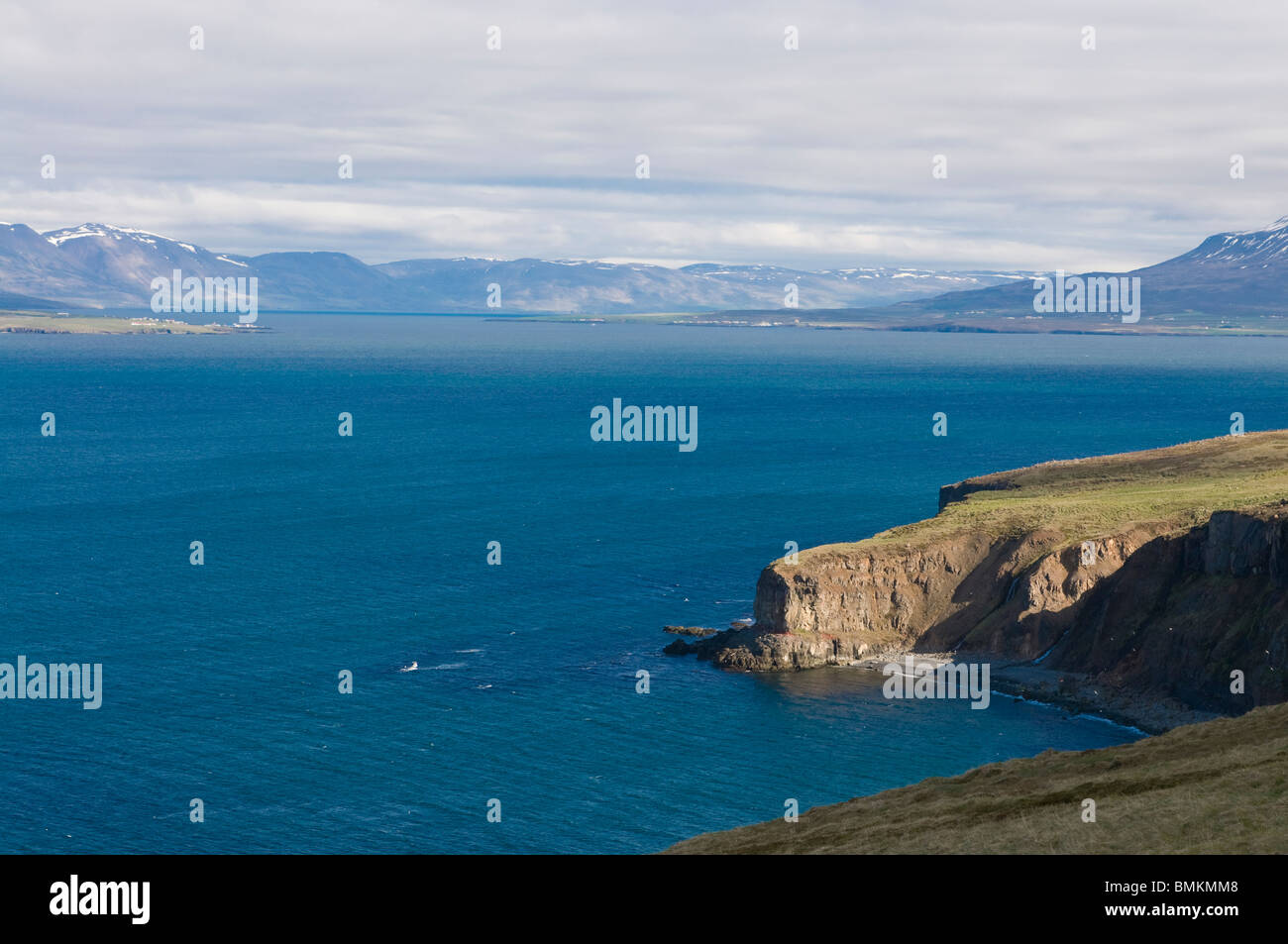Coast landscape with blue lagoon. Eyjafjördur. Iceland Stock Photo - Alamy