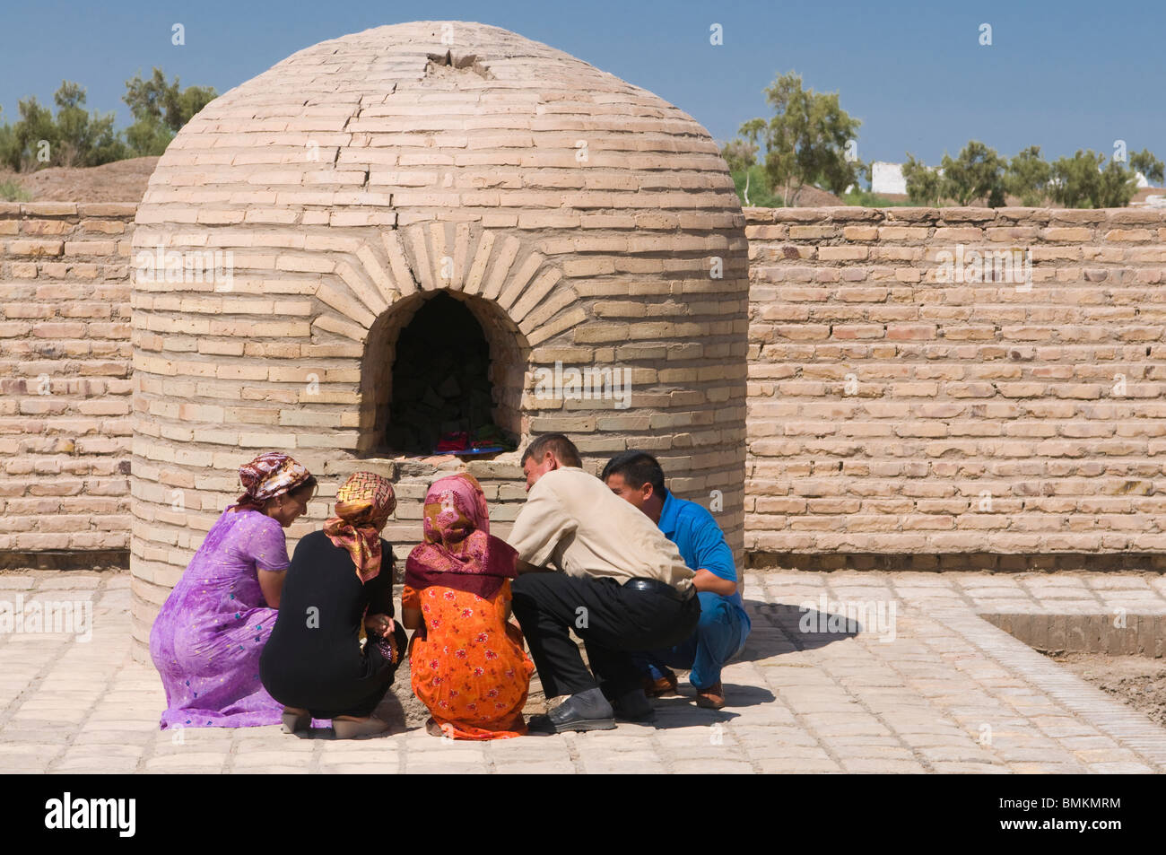 Praying Muslims, Turkmenistan Stock Photo