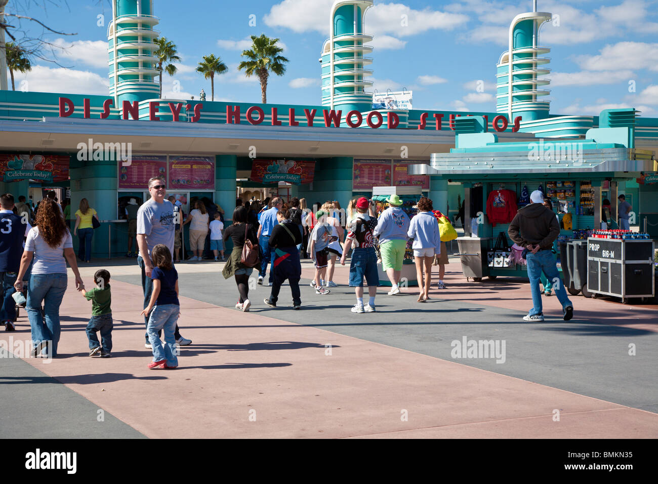 Orlando, FL - Feb 2009 - Guests at entrance to Disney's Hollywood Studios (formerly MGM Studios) in Kissimmee Orlando Florida Stock Photo