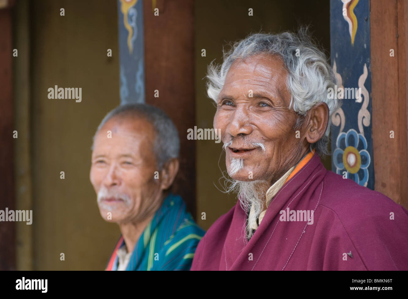 Old Buddhist monks. Chimi Lhakhang. Bhutan. Asia Stock Photo - Alamy