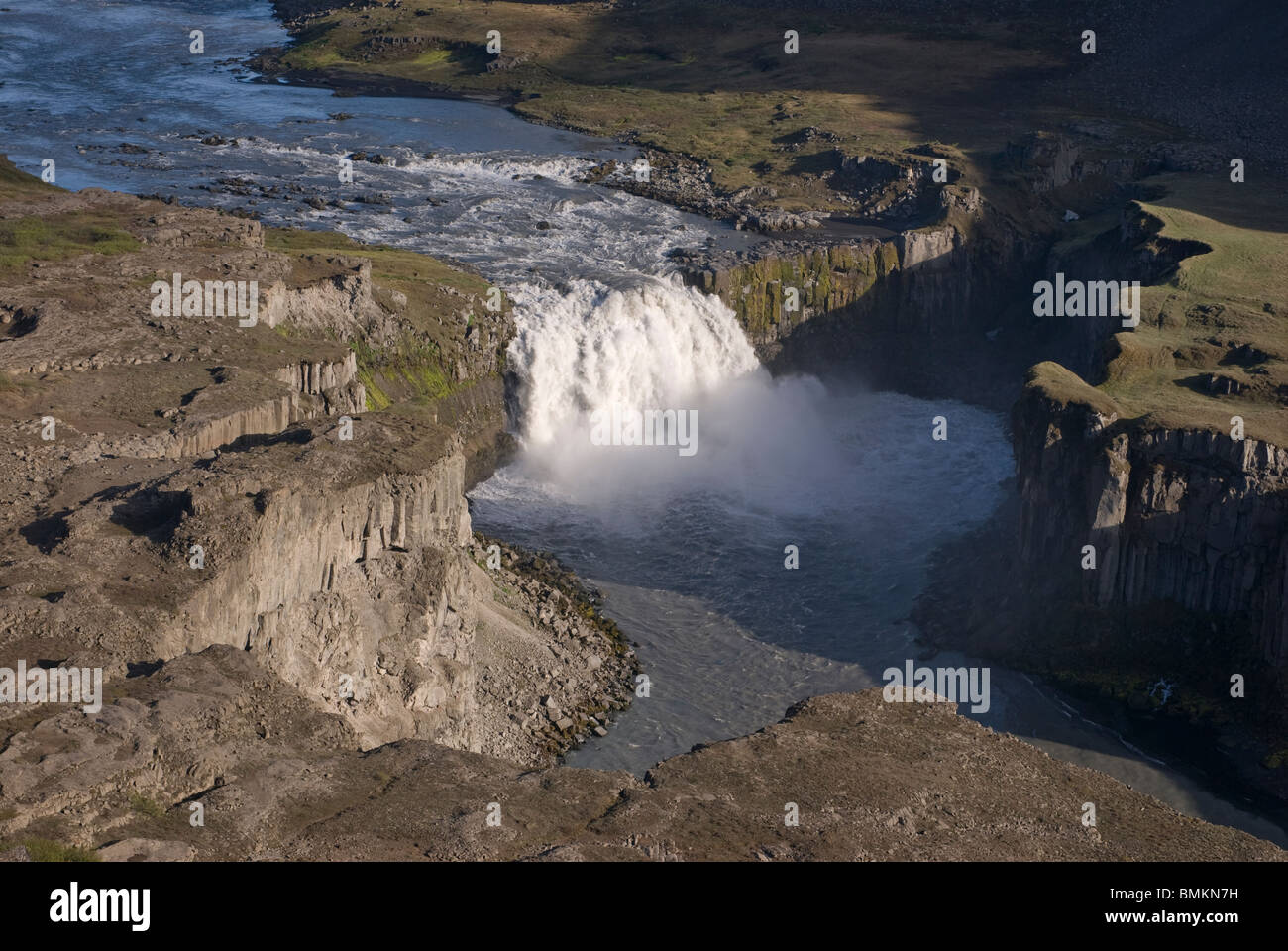 Waterfall in the Jökulsárglijúfur National Park. Iceland. Stock Photo