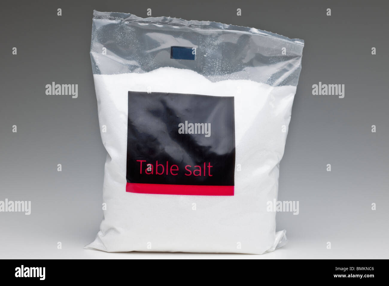 Polythene bag of Table salt Stock Photo