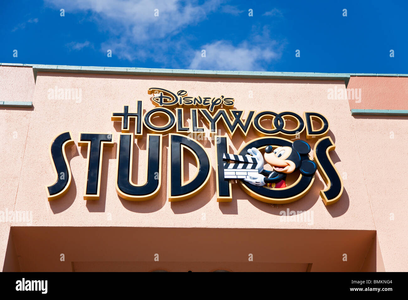 Disney's Hollywood Studios sign above walkway at Hollywood Studios theme park in Kissimmee Orlando Florida Stock Photo
