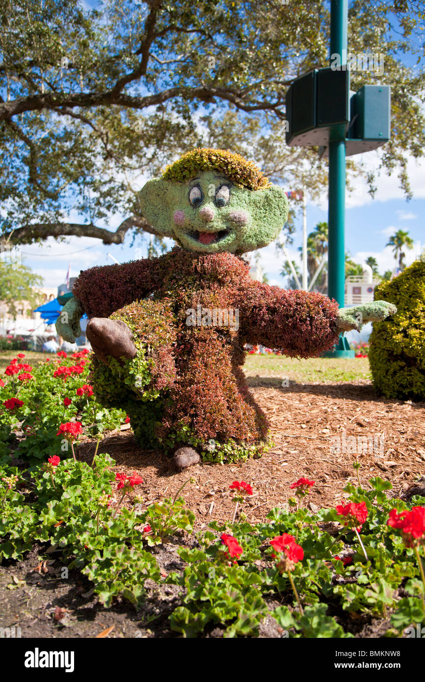 Orlando, FL - Feb 2009 - Topiary in the shape of the Dopey character in Disney's Hollywood Studios in Kissimmee Orlando Florida Stock Photo