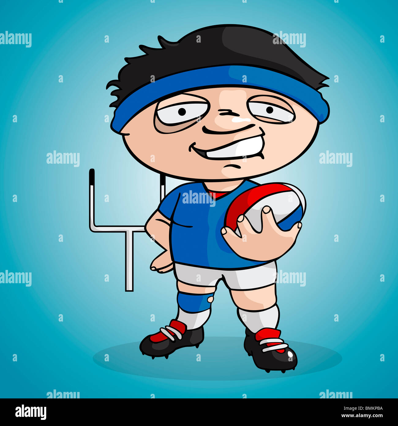 Rugby player draw in cartoon style Stock Photo