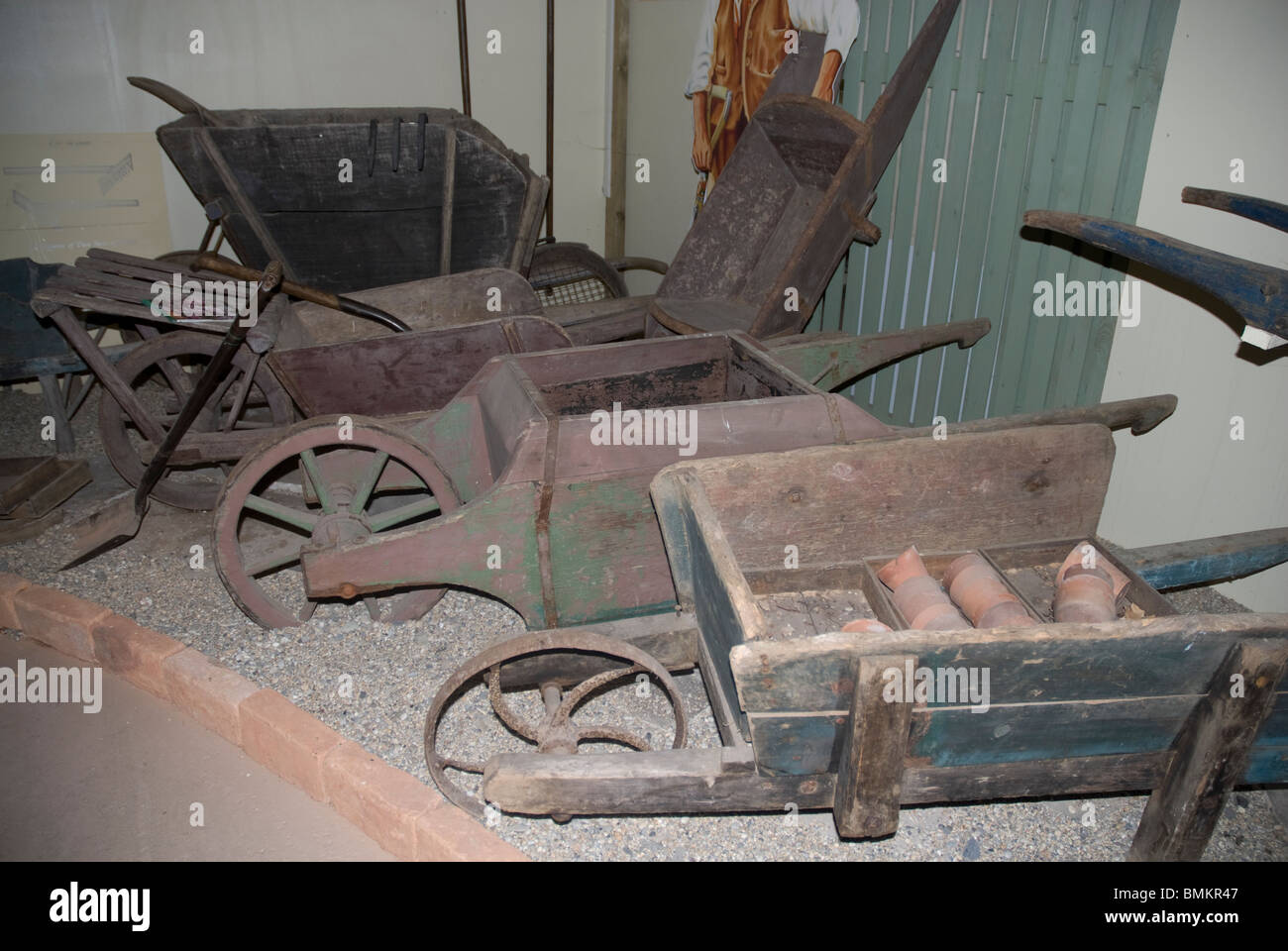 Display of a wheelbarrow collection National Museum of Gardening