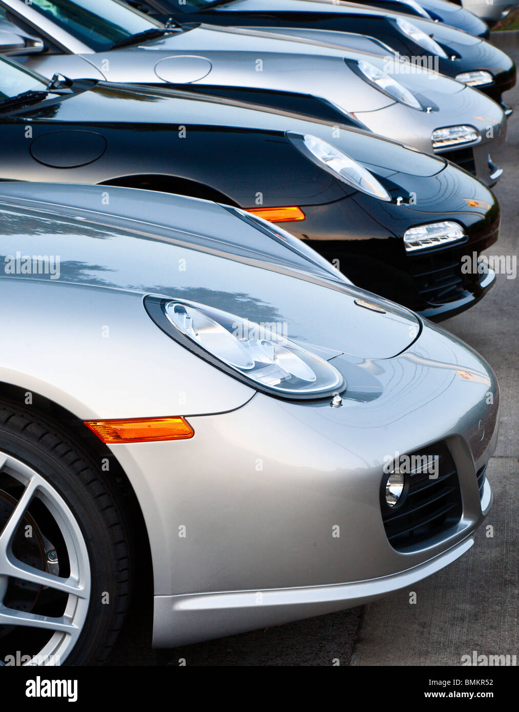 Ocala, FL - Oct 2009 - Porsche sports cars for sale at dealership in Ocala Florida Stock Photo