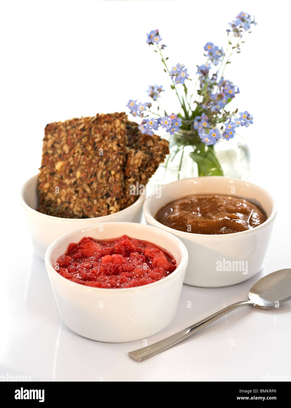 Apricot Jam and Raspberry Compote with "Toast Stock Photo Alamy