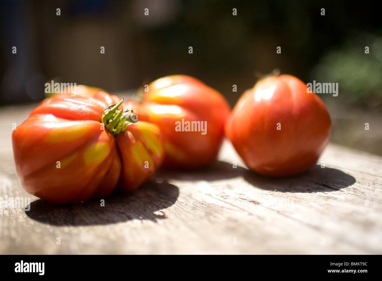 Ripe oxheart 'Coeur de Boeuf' tomatos from the Provence in the south of France. Stock Photo