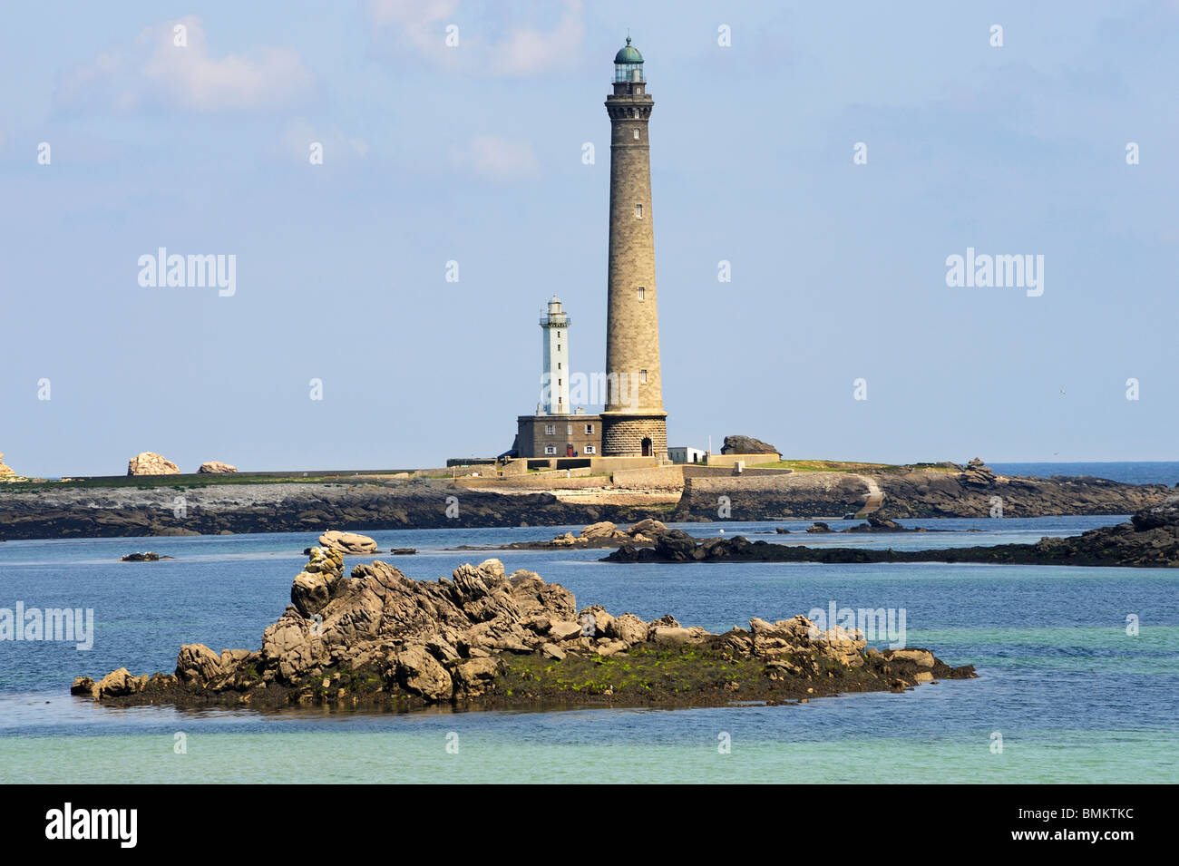 Lighthouses, Phare de l'ile Vierge, off St Michel, Brittany, France Stock Photo
