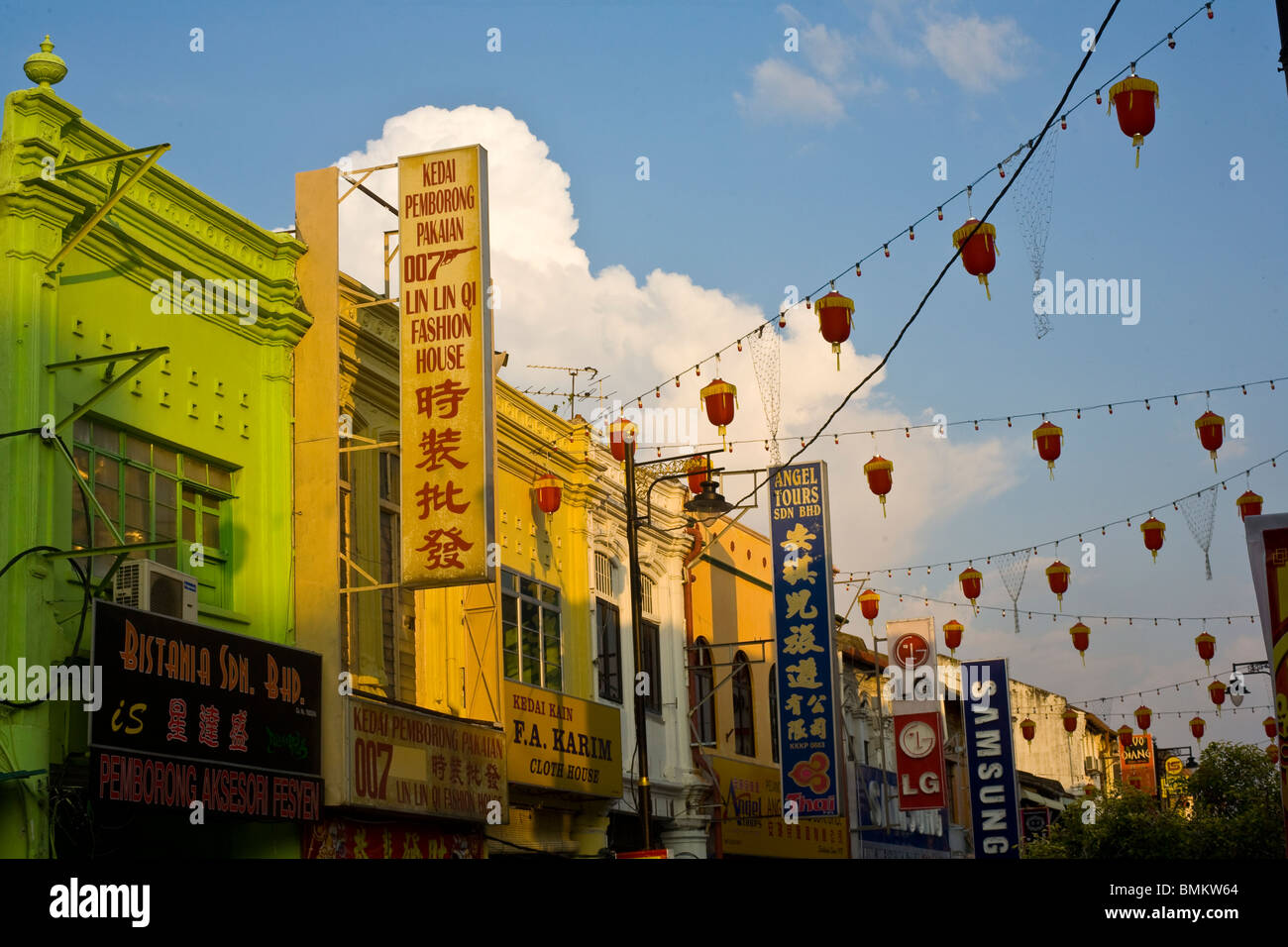 Traditional Shops And Their Mandarin Billboards In The Old Chinese Quarter Of Penang Malaysia Stock Photo Alamy