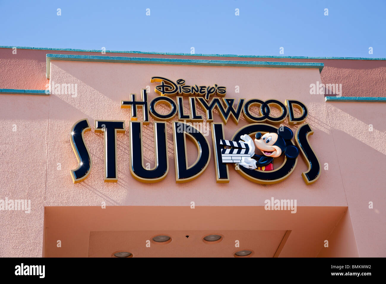 Disney's Hollywood Studios sign above walkway at Hollywood Studios theme park in Kissimmee Orlando Florida Stock Photo