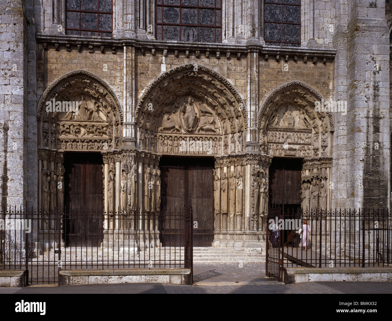 Chartres Cathedral of Notre Dame, France. West Front Portal 'Portail royal': Chartres portal on west front Stock Photo