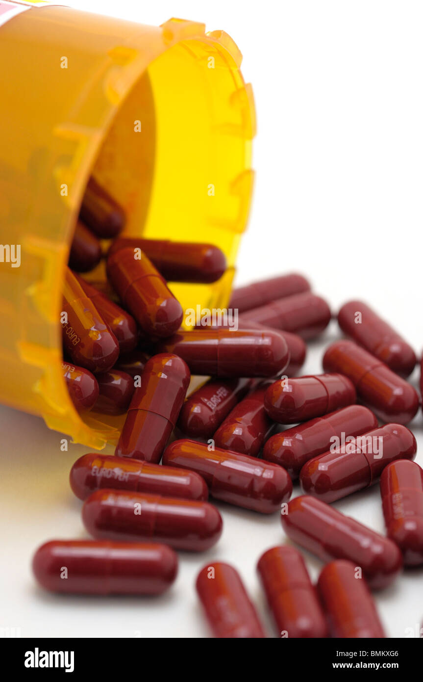 Iron Supplement Capsules Stock Photo