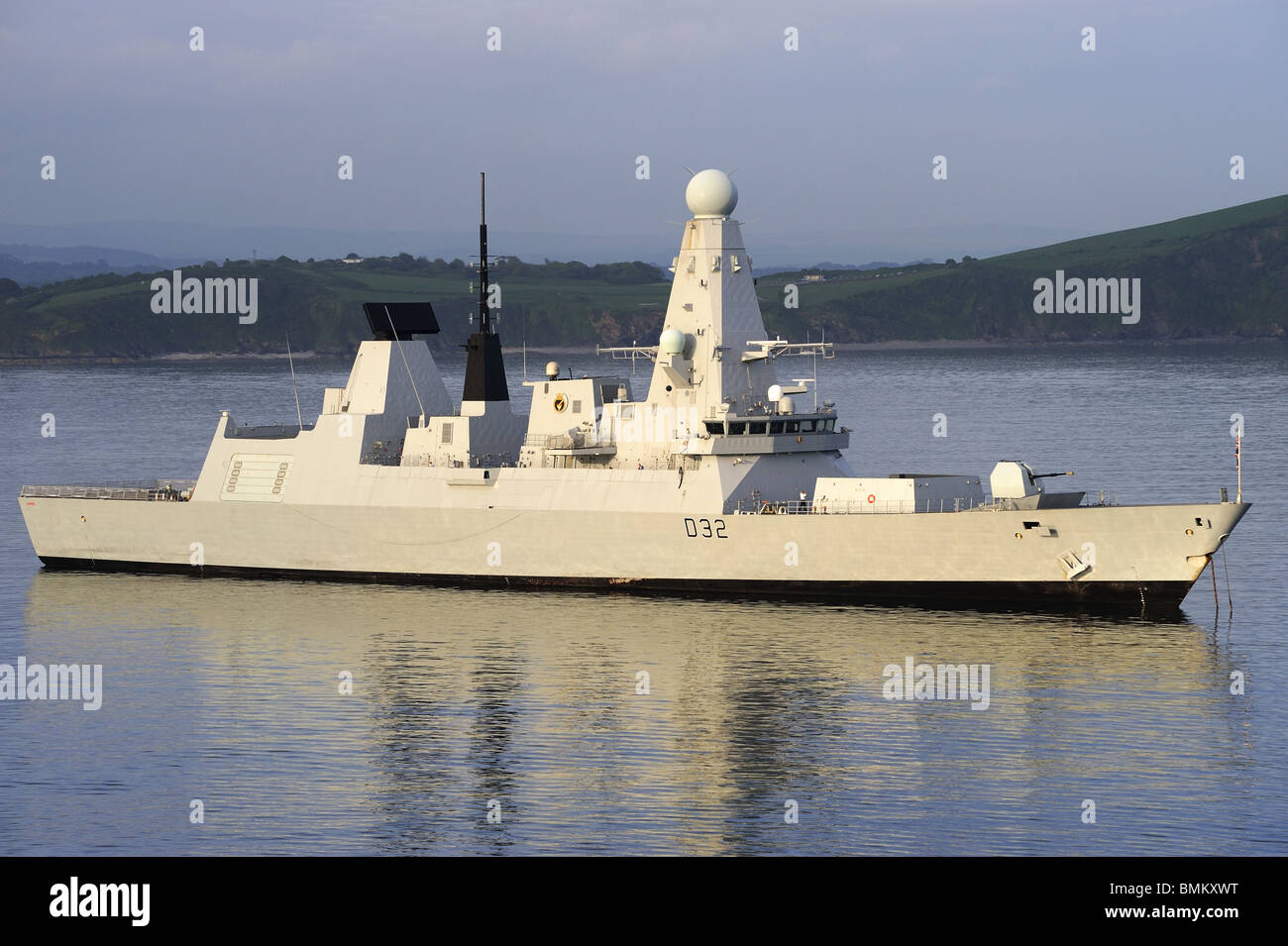 HMS Daring, D32, moored in Plymouth Sound, Devon, England Stock Photo