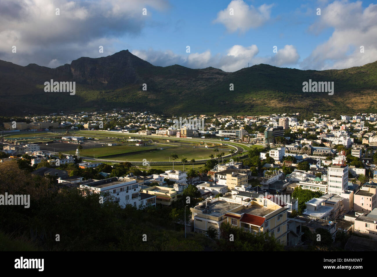 Mauritius, Port Louis, Champ de Mars Racecourse from Fort Adelaide, morning Stock Photo