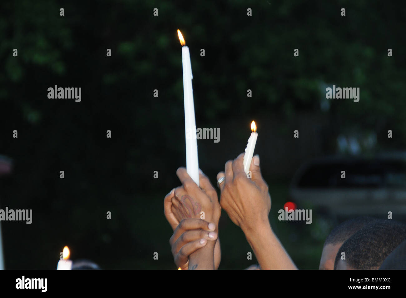 a candlelight vigil was held in front front a Md State Trooper 's house in Seat Pleasant, Md after he was gunned down Stock Photo