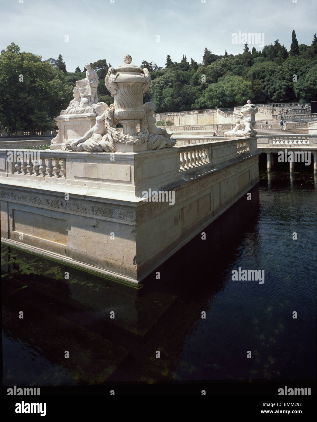 Jardin de la Fontaine, Nimes, France. 18th century formal garden with