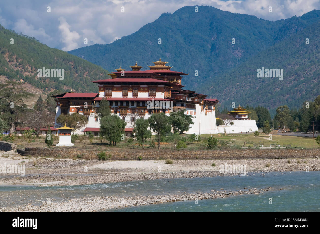 The Tsong , fortress monastery of Punakha, Bhutan, Asia Stock Photo