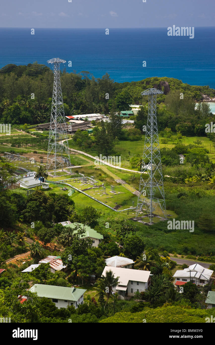 Seychelles, Mahe Island, Anse Boileau, communications towers Stock