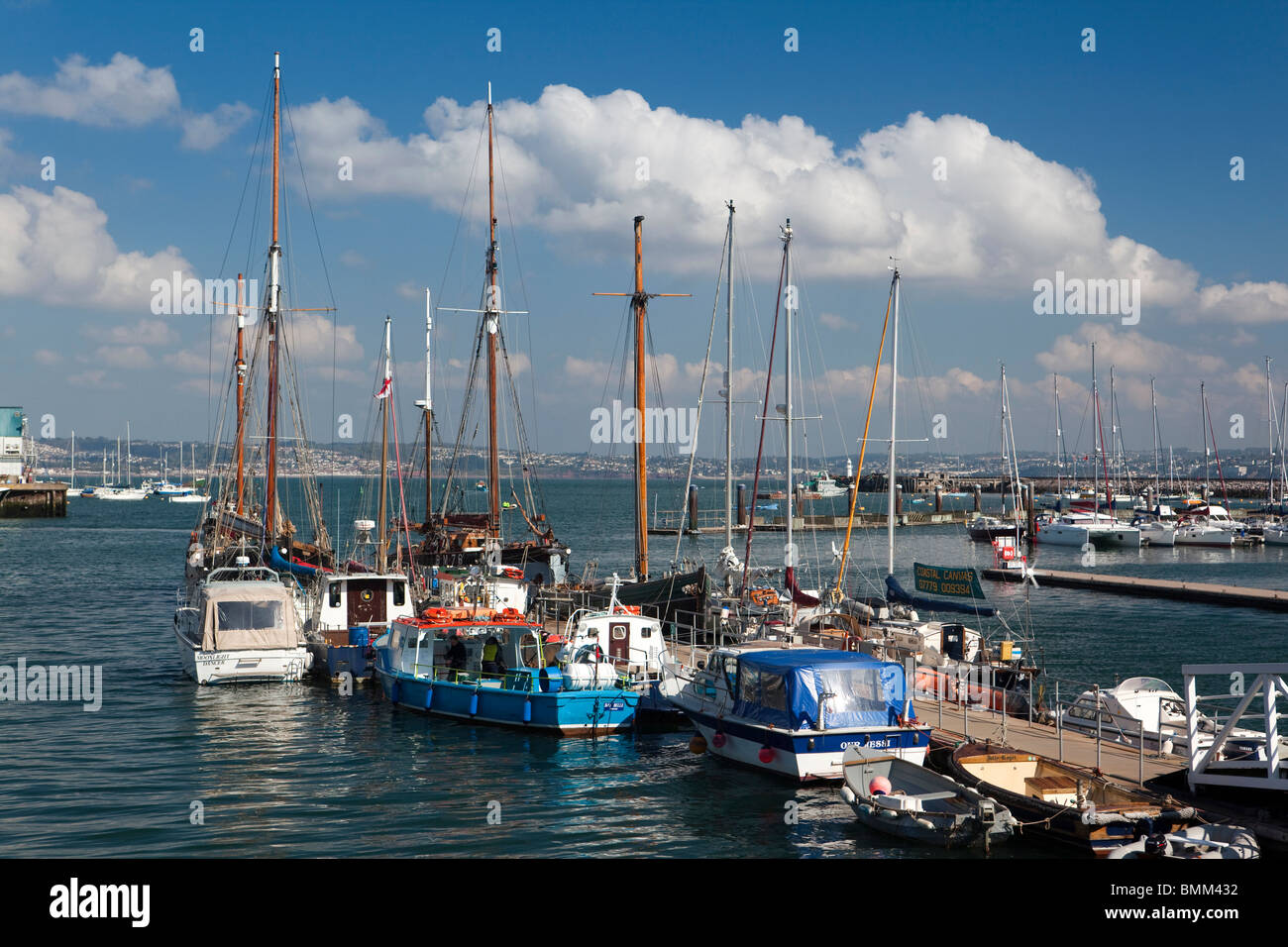 UK, England, Devon, Brixham, leisure boats moored in the marina Stock Photo