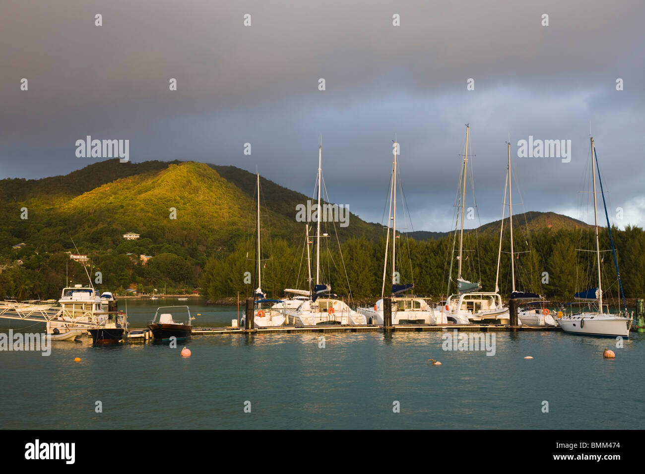 Seychelles, Praslin Island, Baie SteAnne, yacht harbor Stock Photo Alamy