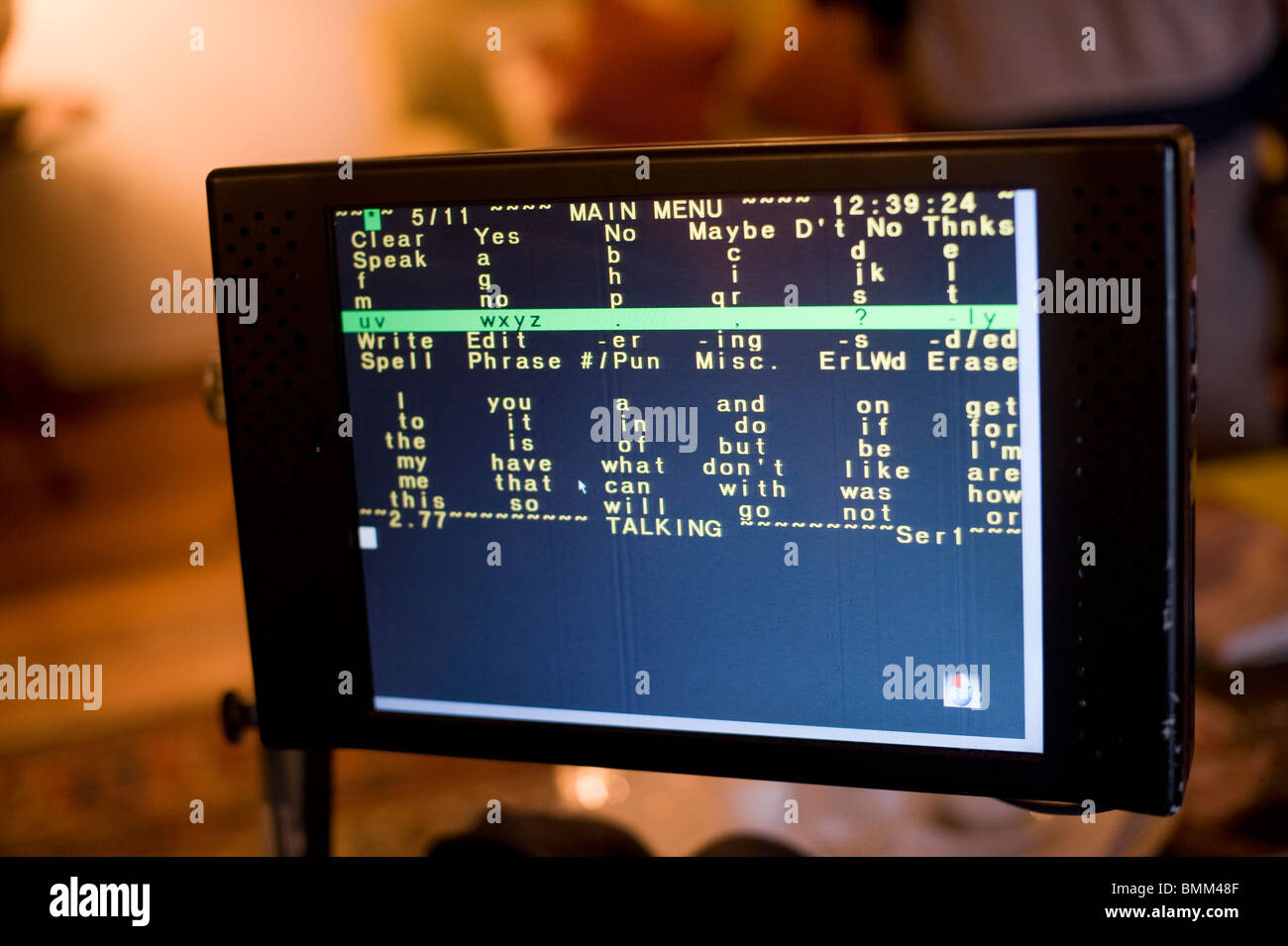 Stephen Hawking is at TED conference.This machine speaks into. Stock Photo