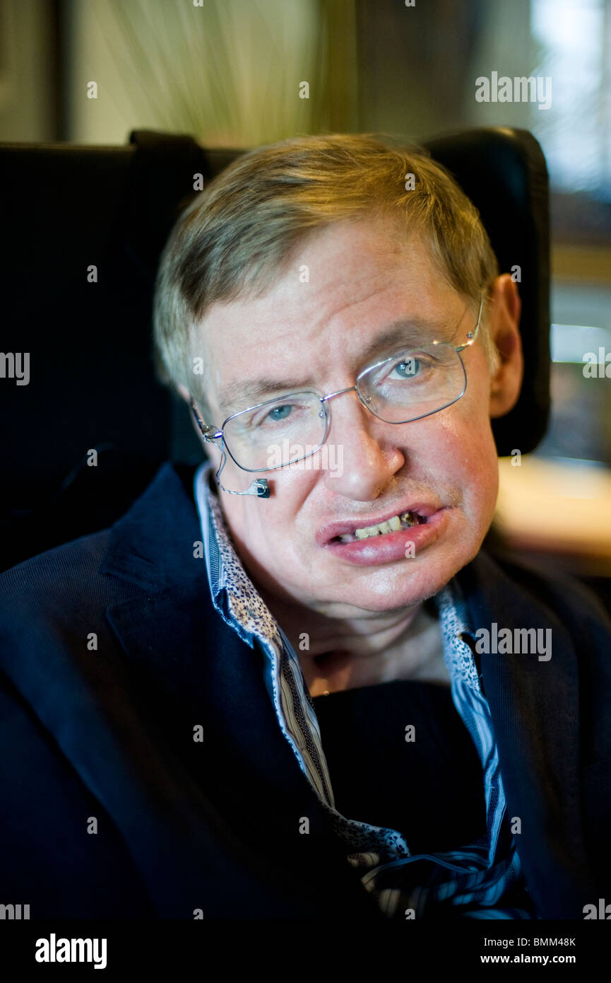 Stephen Hawking is at TED conference. Stephen William Hawking PhD CH CBE FRS FRSA is a British theoretical physicist. Stock Photo