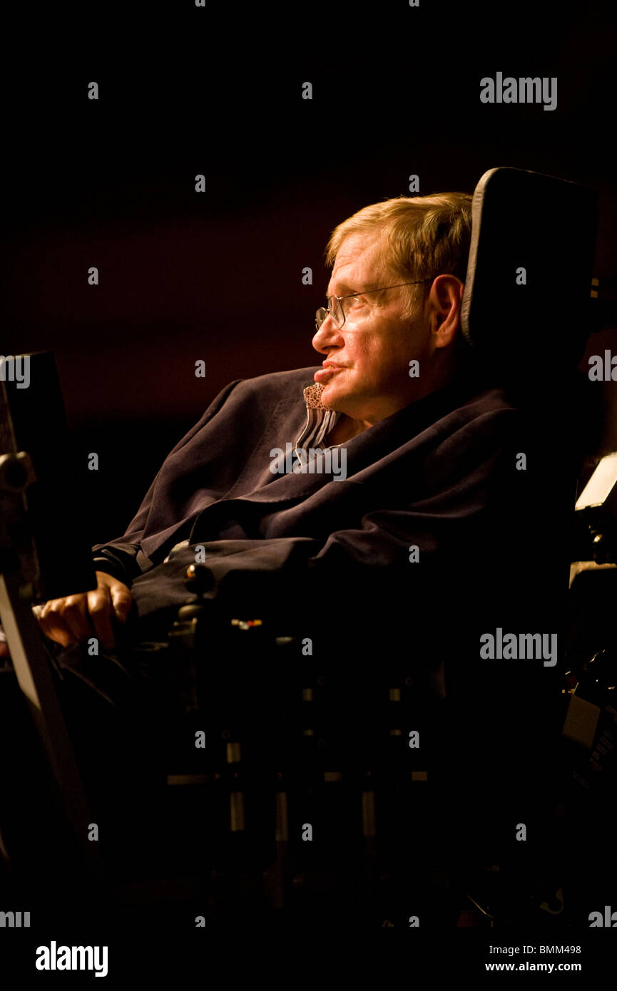 Stephen Hawking at TED conference. Stephen William Hawking PhD CH CBE FRS FRSA is a British theoretical physicist. Stock Photo