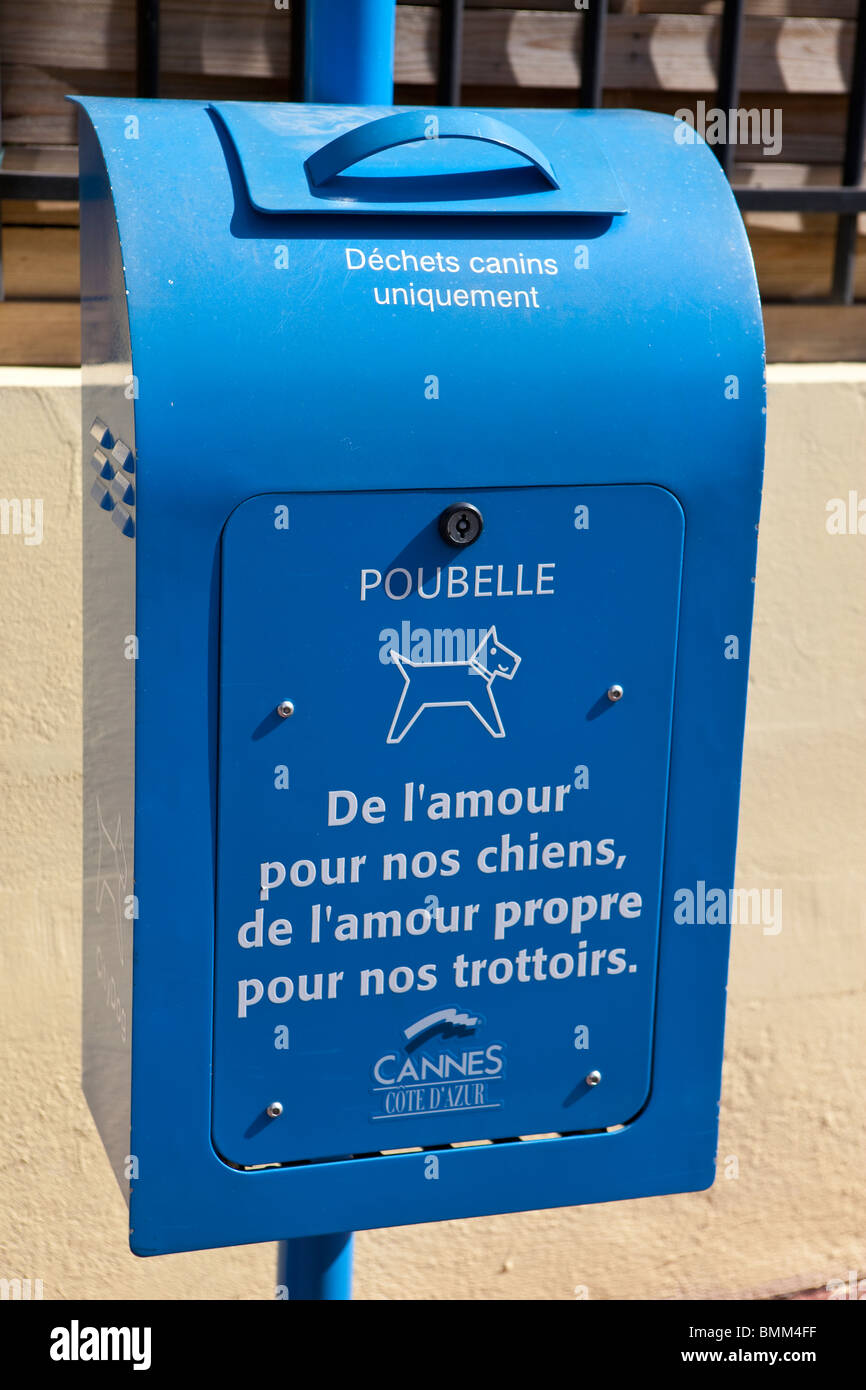 Dog waste, bin, garbage, container in  Cannes, France Stock Photo