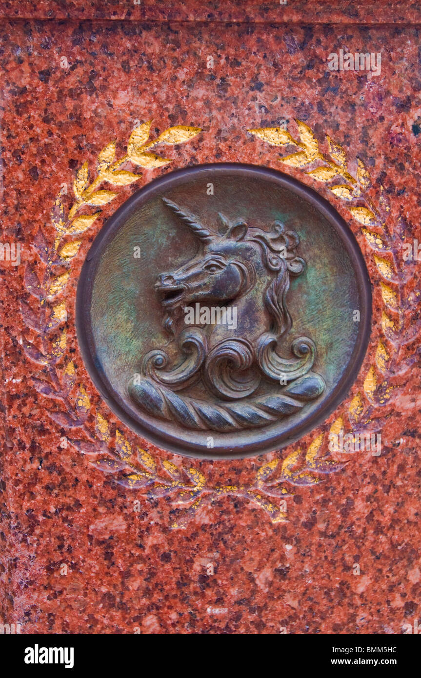Boston Marathon monument in Copley Square, Boston, Massachusetts Stock