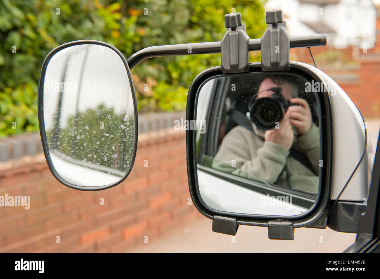 Car Towing extension wing mirror Stock Photo Alamy