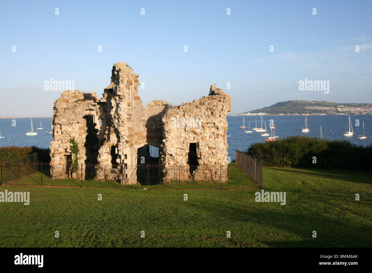 sandsfoot castle ruins overlooking portland harbour dorset coast england uk gb Stock Photo