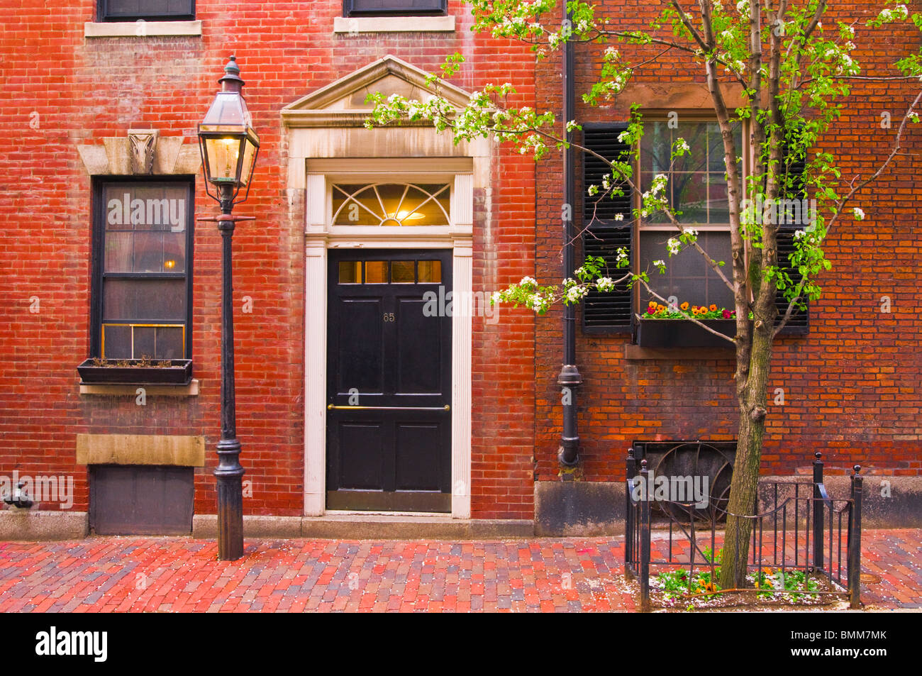 Brick house and gas street lamp on Beacon Hill, Boston, Massachusetts Stock Photo Alamy
