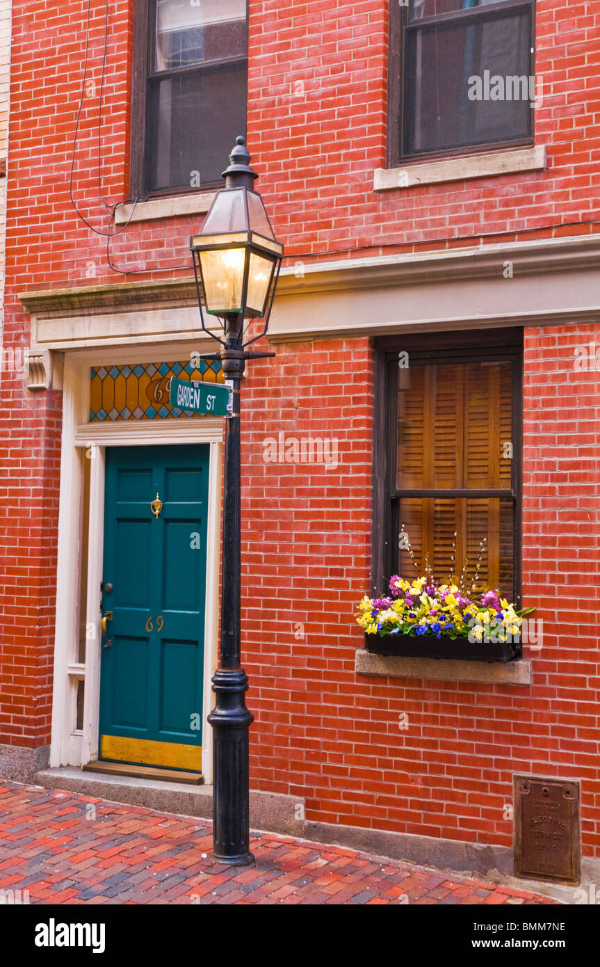 Brick house and gas street lamp on Beacon Hill, Boston, Massachusetts Stock Photo Alamy