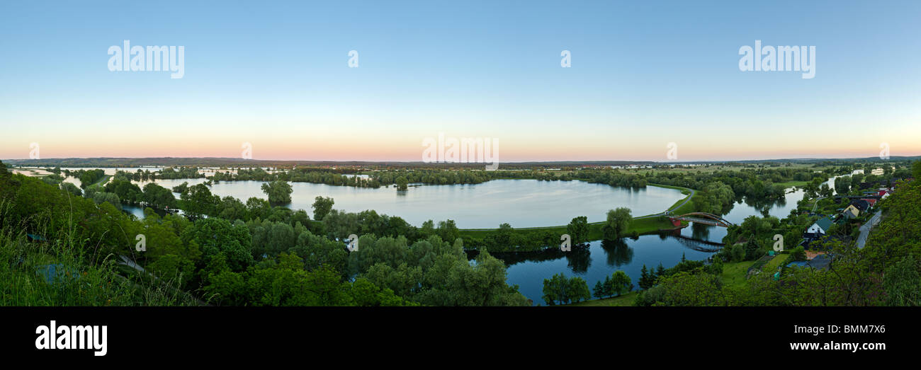 View of flooded polders in the Lower Oder Valley National Park, flood in 2010, Stuetzkow, Brandenburg, Germany, Europe Stock Photo