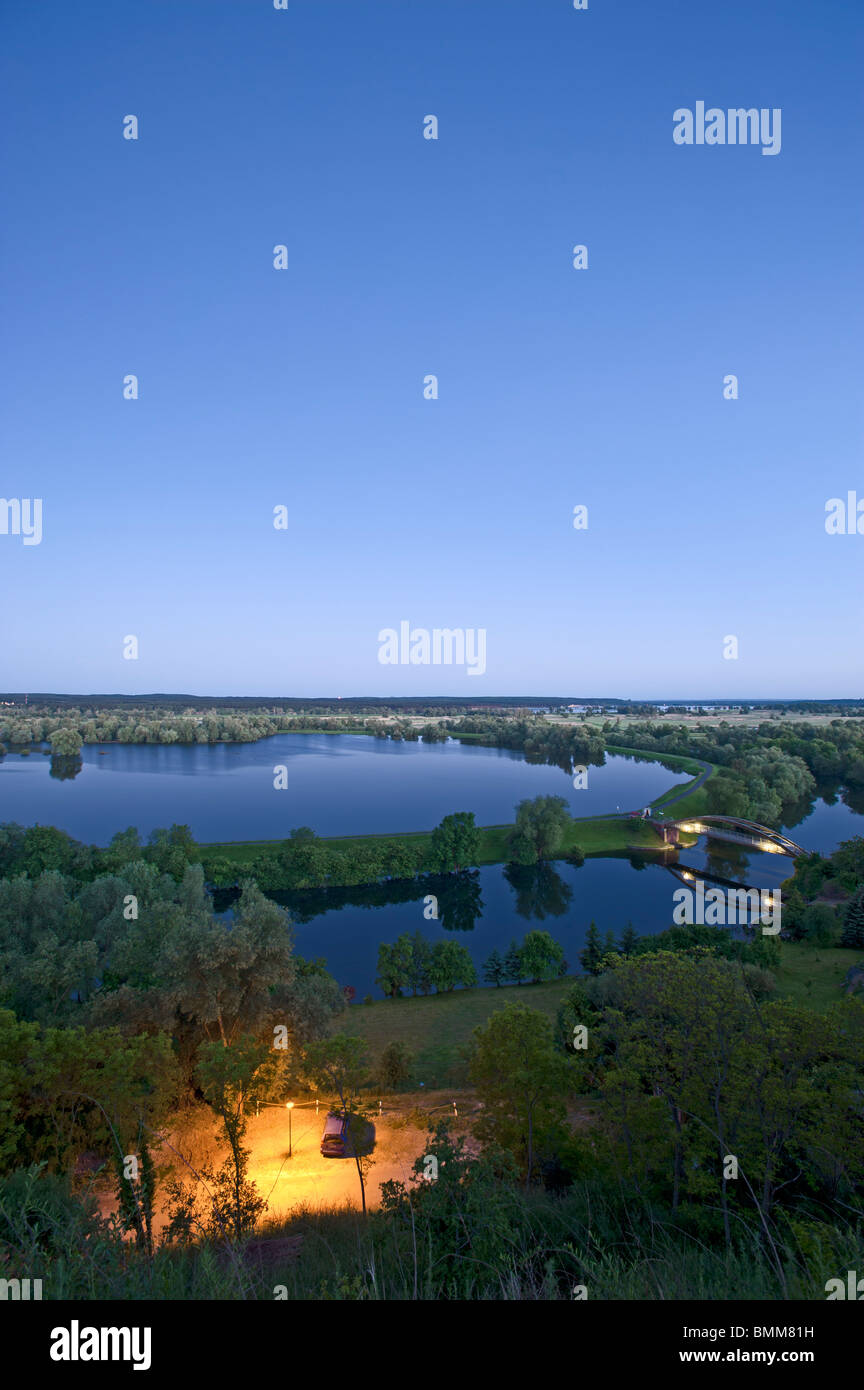 View of flooded polders in the Lower Oder Valley National Park, flood in 2010, Stuetzkow, Brandenburg, Germany, Europe Stock Photo