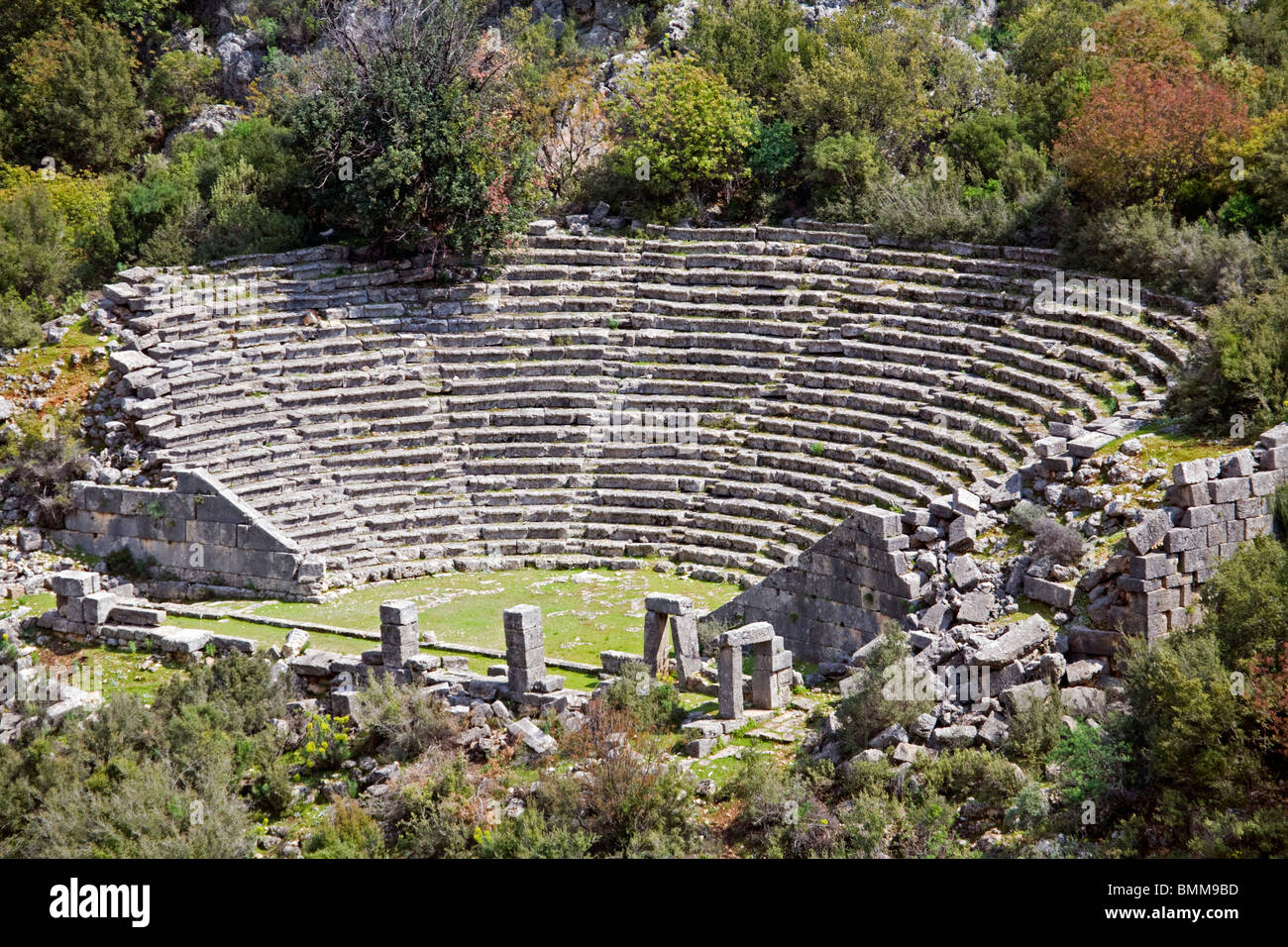 Pinara ancient city amphitheater, Antalya Turkey Stock Photo