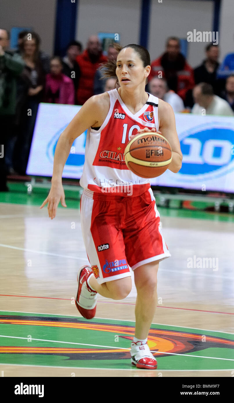 Sue Bird #10 takes the ball. Stock Photo