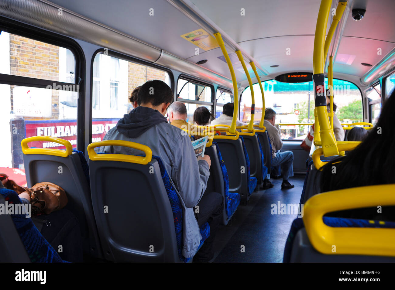 London Bus, England, Great Britain, Inside people from rear Stock Photo