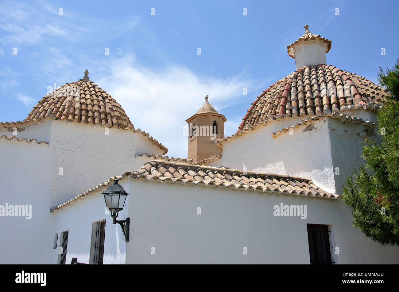 Tiled roof of Dominican Convent, Dalt Vila, Eivissa, Ibiza, Balearic Islands, Spain Stock Photo