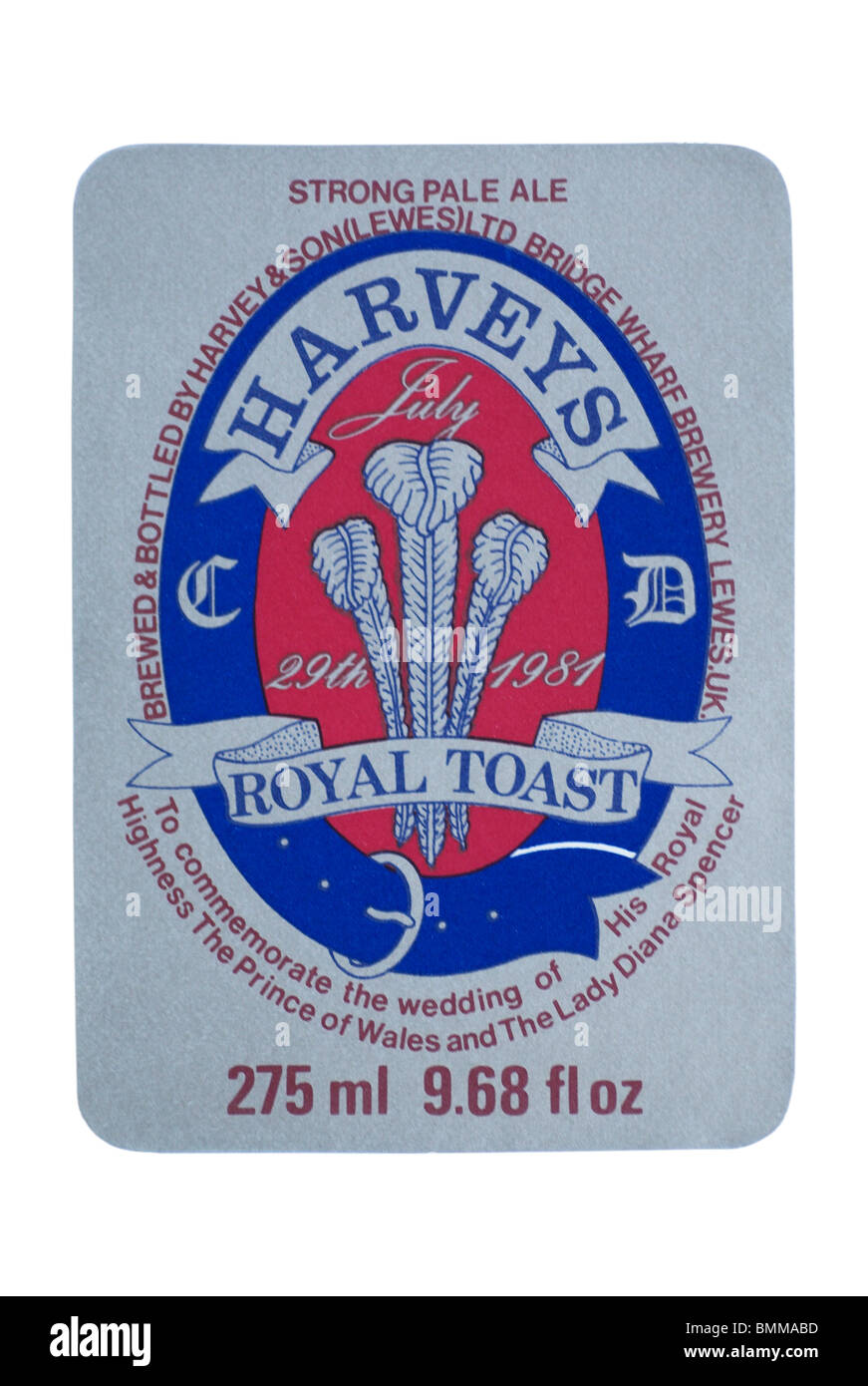 Harveys Royal Toast Bottled Beer label - label circa 1981. Stock Photo
