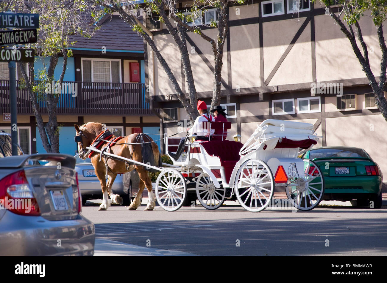 Horse Carriage in Solvang, California, USA Stock Photo Alamy