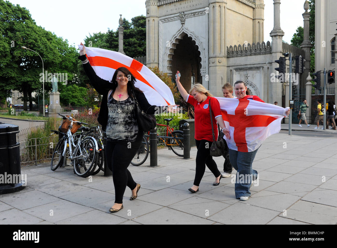 England football fans walking through Brighton during the World Cup 2010 Stock Photo